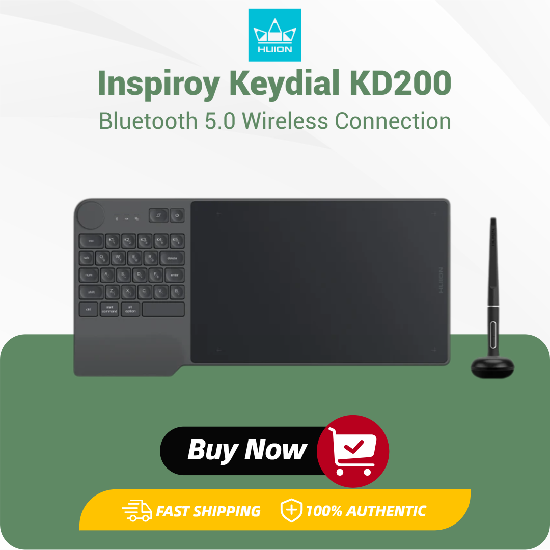 Digital Drawing Tablet - Huion KD200 Inspiroy Keydial Tablet Gambar