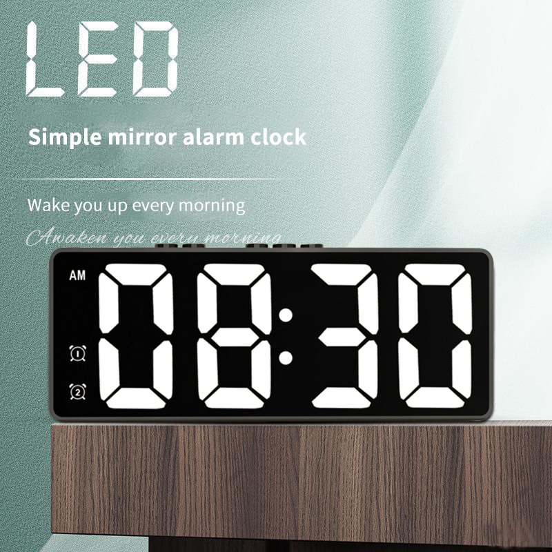 Modern Electronics Gadgets - Jam meja cermin LED Digital, jam