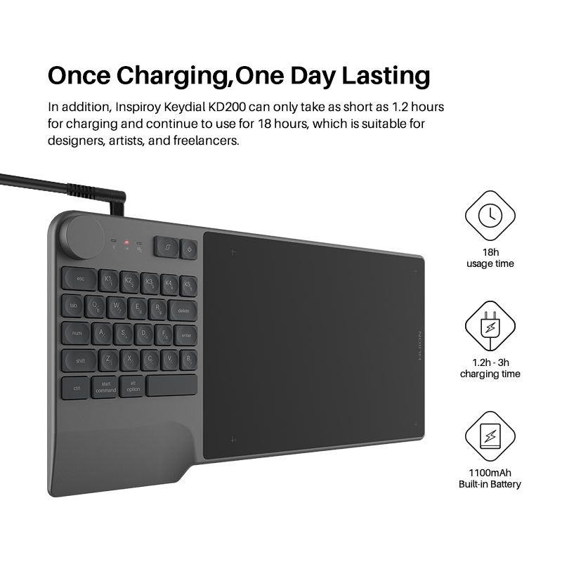 Huion KD200 Inspiroy Keydial T - Digital Drawing Tablet ulasan dan harga